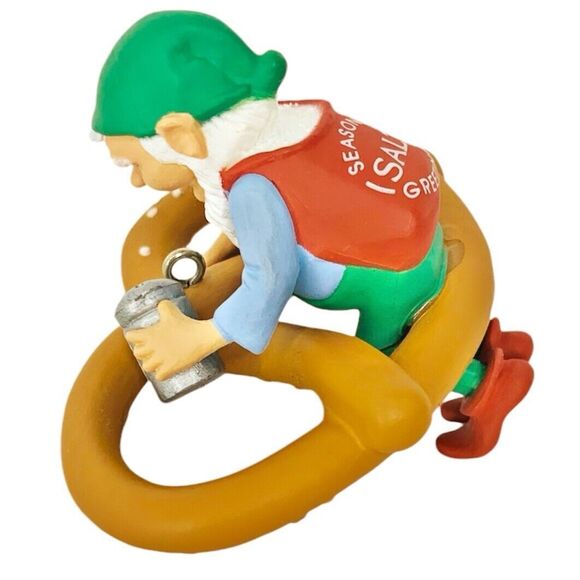 Hallmark Keepsake Ornament Seasoned Greetings Elf & Pretzel Christmas Tree 1987 - Picture 4 of 10